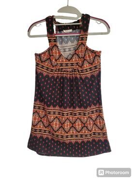 Women's Touch Blue SOFT Red & Black Paisley Tank Top | Size XS
